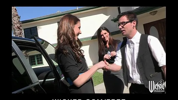XXX Pair of sisters bribe their car salesman into a threesome top Videos