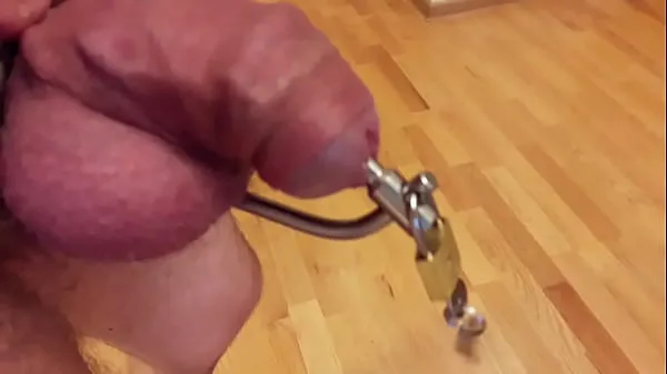 XXX Male urethral chastity with small bullet plug inside first top Videos