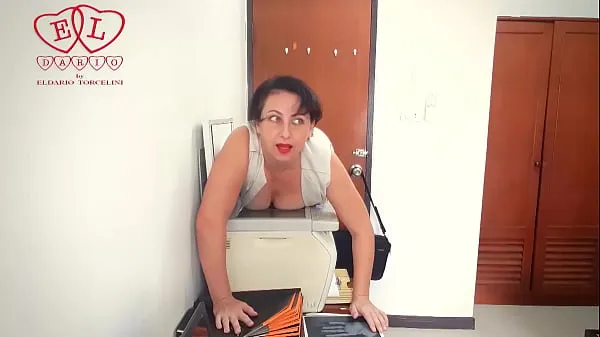 XXX The silly secretary wondered why the scanner was scanning everything. The fool tried to scan her hand, two hands, boobs. ELDARIO 1 top Videos
