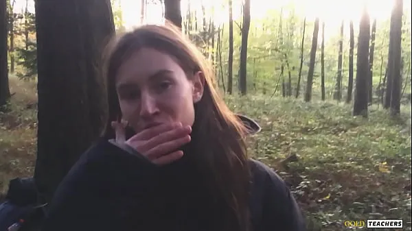 XXX Young shy Russian girl gives a blowjob in a German forest and swallow sperm in POV (first homemade porn from family archive top Videos